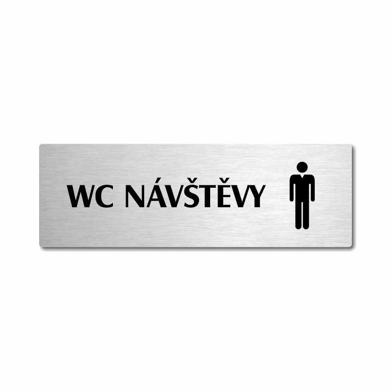 WC návštěvy muži, stříbrná popiska na dveře